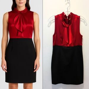 Alice + Olivia Jabot Mini Dress - Red and Black